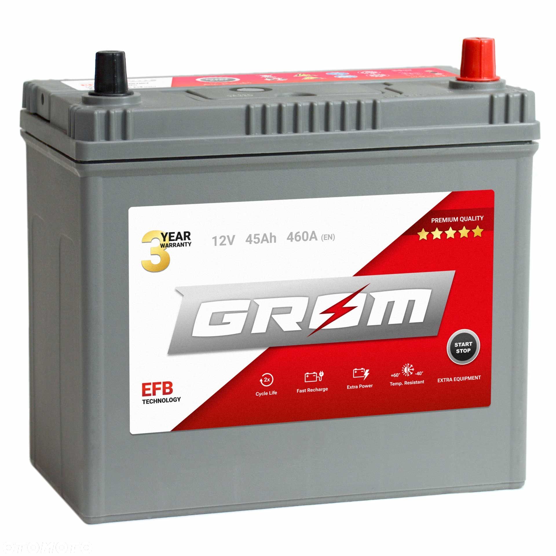 Akumulator GROM EFB START&STOP 45Ah 460A Japan Prawy Plus DTR - 1