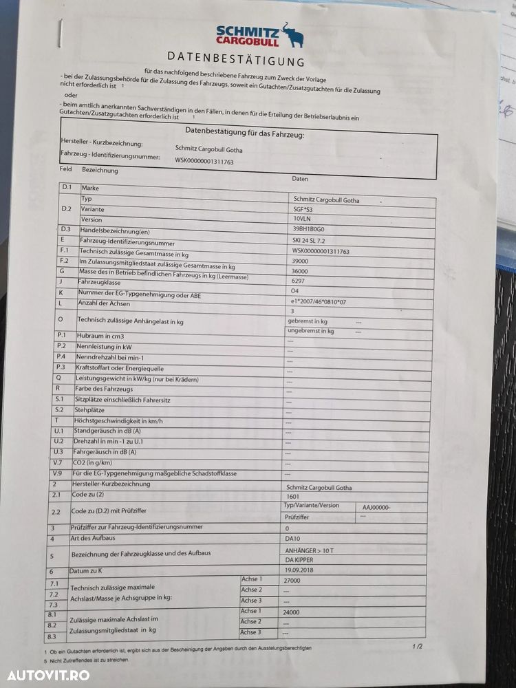 Schmitz Cargobull SKI BASCULABILA de 28mc, PRELATA RABATABILA electric, jante ALUMINIU, AXA LIFTABILA, picioare sprijin, HARDOX, Posibilitate leasing 4 ani, anvelope 385/65R22,5 70% -OK, STARE FOARTE BUNA-PROMOTIE 22.900 EUR+Tva - 30