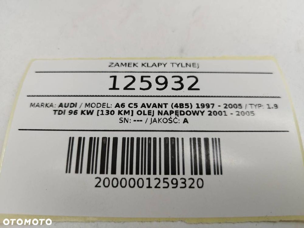 ZAMEK KLAPY TYŁ TYLNEJ BAGAŻNIKA AUDI A6 C5 - 4