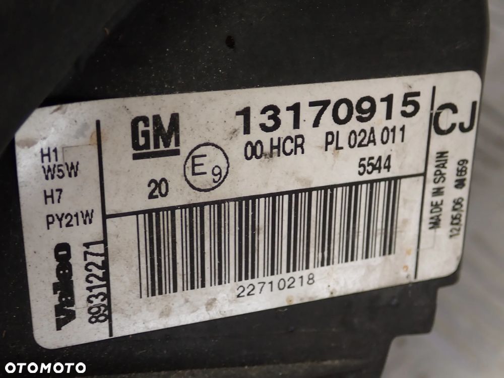 LAMPA LEWY PRZÓD OPEL VECTRA C 89312271 - 8