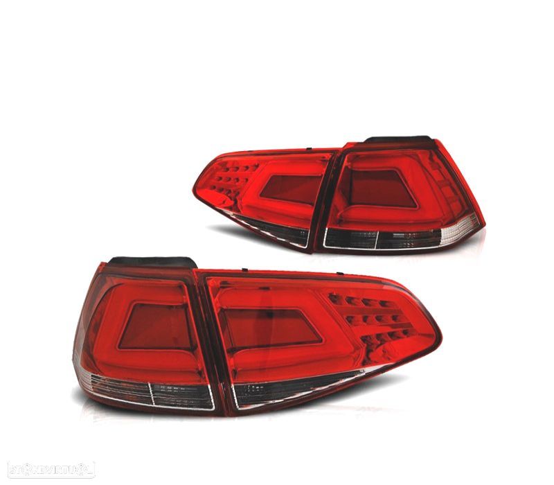 FAROLINS TRASEIROS VOLKSWAGEN VW GOLF 7 12-17 LIGHTBAR VERMELHO CROMADO - 1