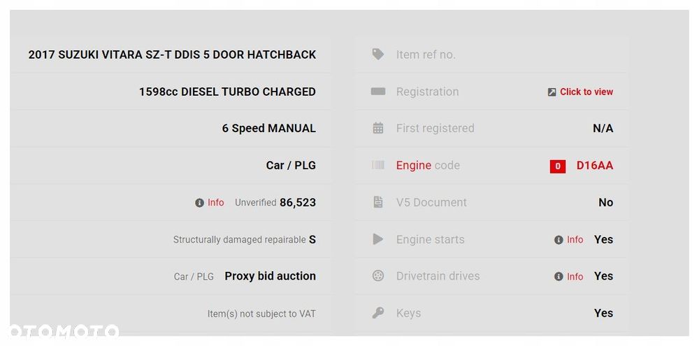 suzuki vitara iii silnik 1.6 diesel kod d16aa 17 rok tylko 86523 w aucie - 3
