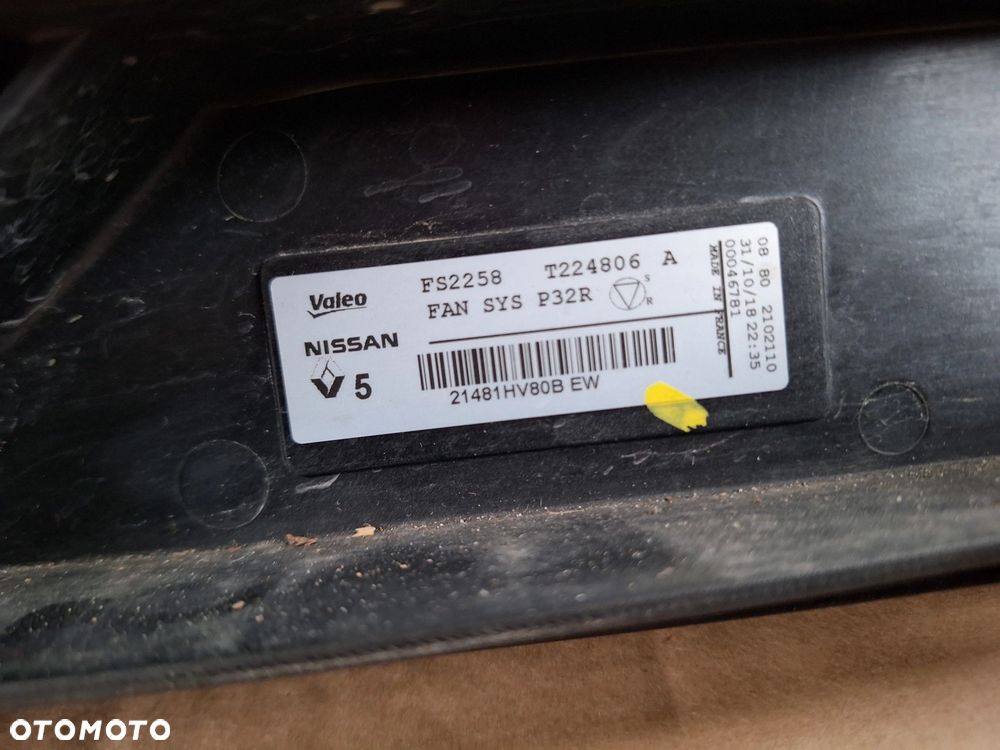 CAŁY-NIE KLEJONY! WENTYLATOR OBUDOWA CHŁODNICY NISSAN X-TRAIL T32 LIFT 19- 1,7 dci 19- ORYG. 21481HV80B EW / T224806 A / - 5