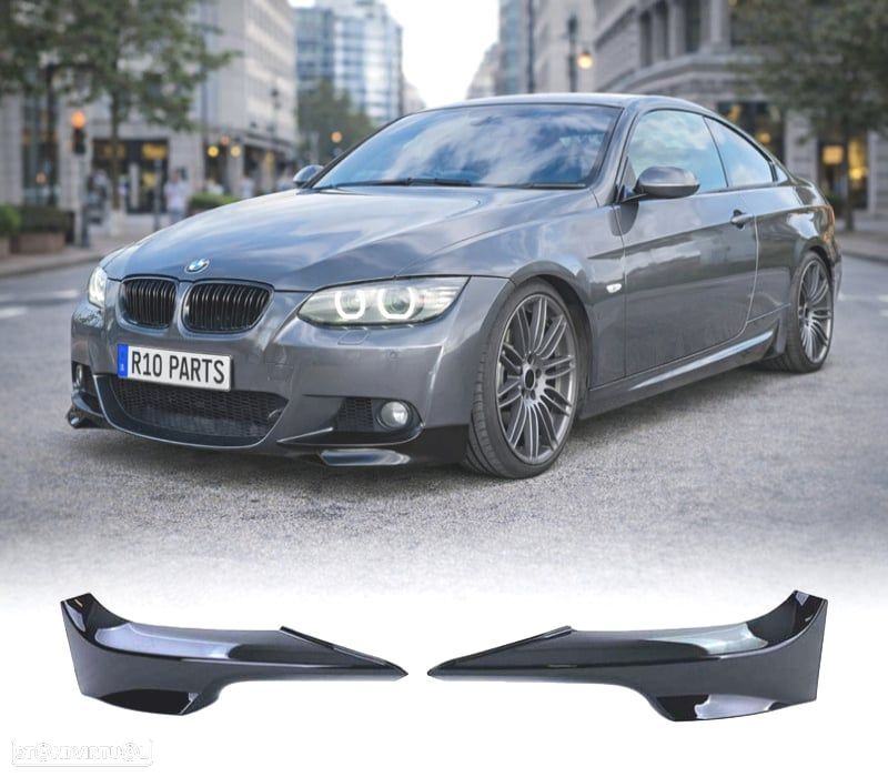 SPLITTERS PARA-CHOQUES FRONTAL BMW E92 E93 06-10 LOOK M PRETO BRILHANTE - 1