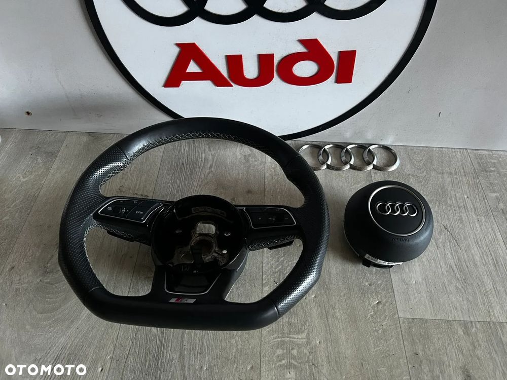 KIEROWNICA ŚCIĘTA MULTI CZARNA SKÓRA SZARA NITKA ŁOPATKI S-LINE Audi A3 S3 RS3 A4 S4 RS4 A5 S5 RS5 8W0419091GF AIRBAG 8W0880201BA - 1