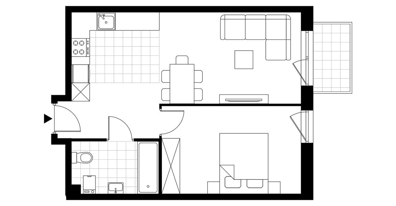 2-pokojowe mieszkanie 44m2 + balkon - Pełny obrazek: 3/14