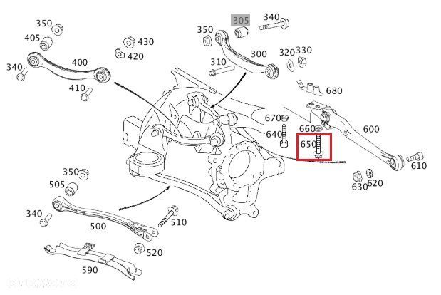 MERCEDES SL CLS W211 Sruba regulacji wahacza tyl OE - 2