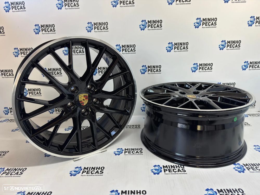 Jantes look Porsche Panamera em 21 (5x130) Preto Brilho Aro Polido - 4