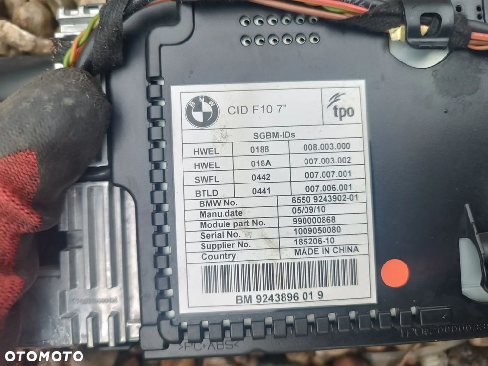 BMW 5 F10 F11 WYŚWIETLACZ RADIA NAWIGACJI 9243902 - 3