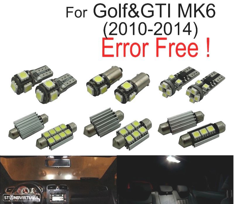 KIT COMPLETO 14 LAMPADAS LED INTERIOR PARA VOLKSWAGEN VW GOLF 6 MK6 MK VI GTI 10-14 - 1