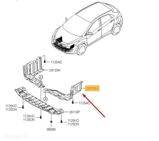 Osłona pod silnik Hyundai I30 2 II GD Kia Ceed II 11-18r. lewa boczna płyta dolna podwozia zderzaka - 1
