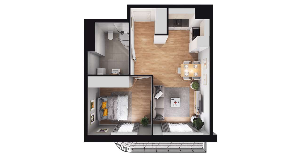 2-pokojowe mieszkanie 41m2 + balkon Bez Prowizji - Pełny obrazek: 3/9