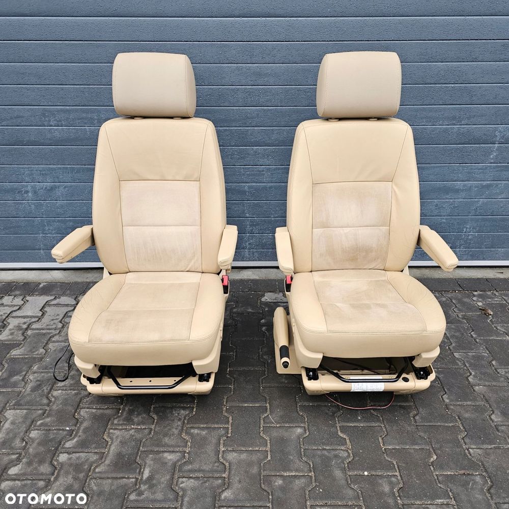 VW T5 T6 MULTIVAN fotel kierowcy pasażera przód BANAN SKÓRA ALCANTARA - 1