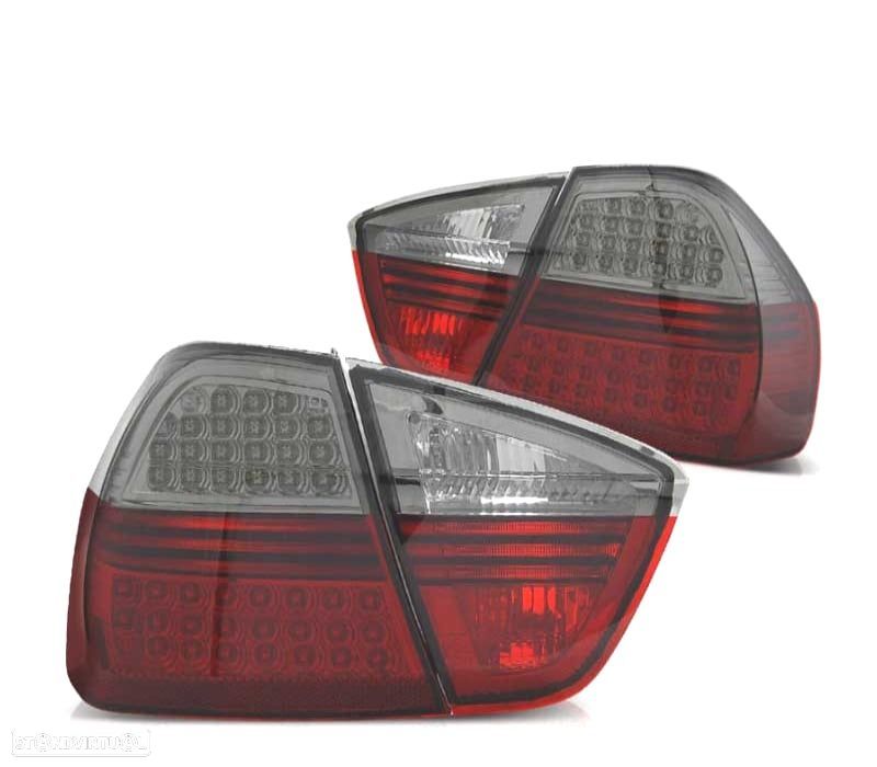 FAROLINS TRASEIROS BMW E90 05-08 LED VERMELHO FUMADO - 1