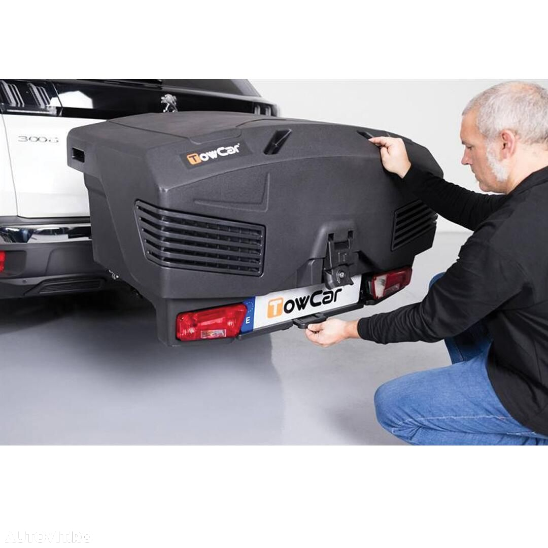 Cutie portbagaj pe carligul de remorcare TowBox Evo, Urban Negru - 12