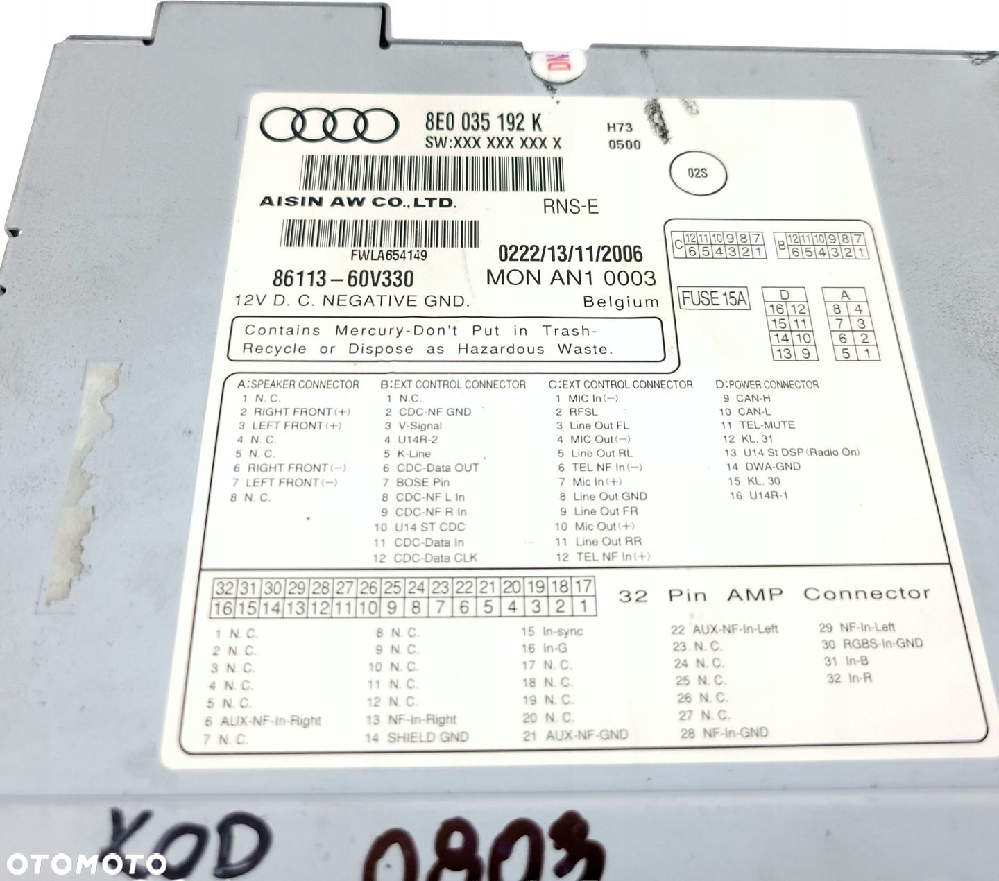 AUDI A4 B6 B7 RNS-E RADIO NAWIGACJA NAVI KOD MENU PL 8E0035192K - 9