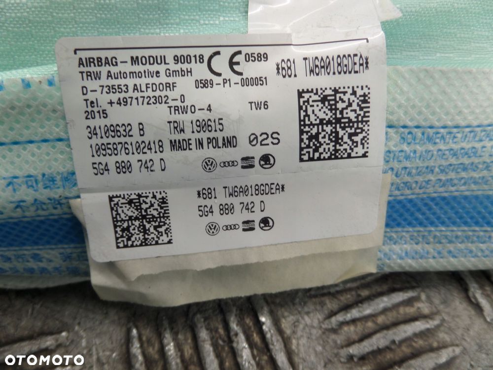 kurtyna powietrzna airbag prawa vw golf vii hb 5d 5g4880742d - 4