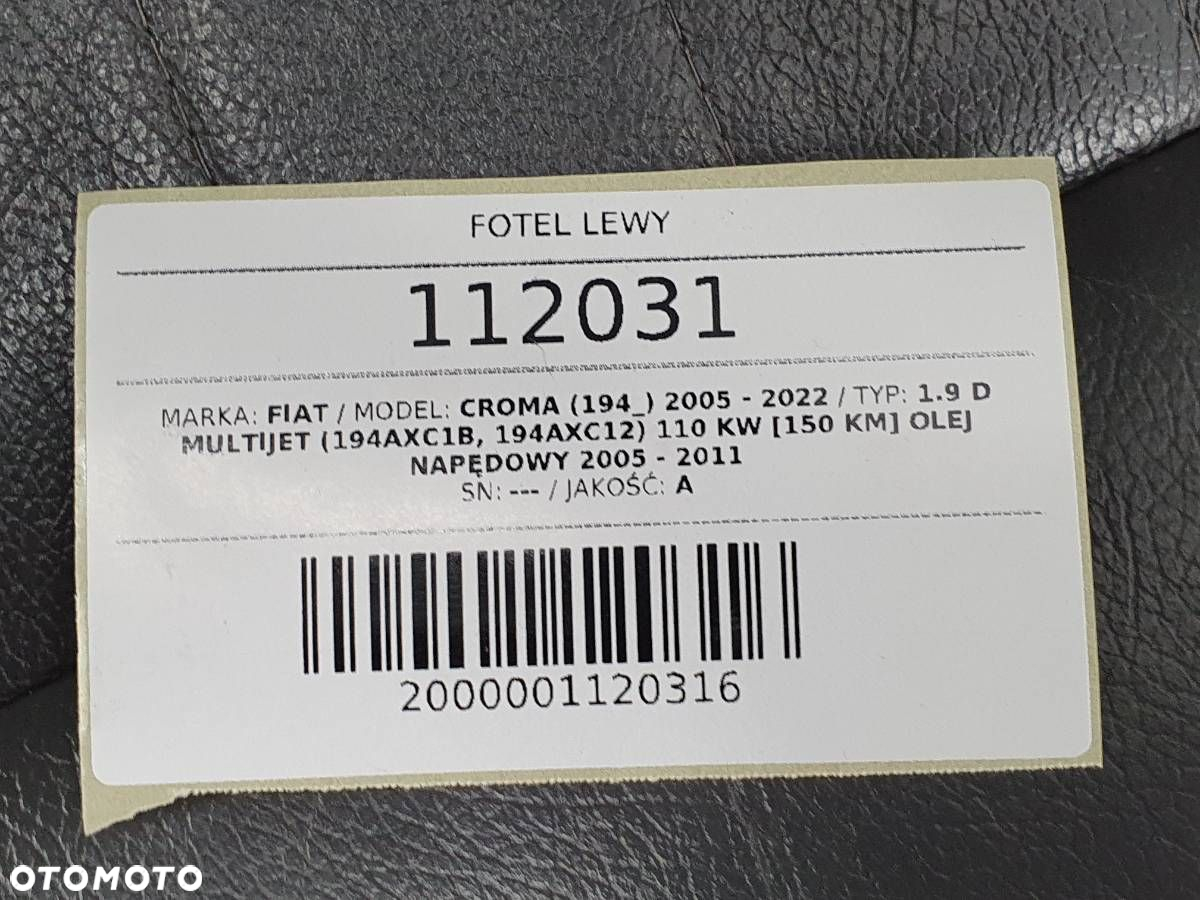 FOTEL LEWY PRZÓD KIEROWCY SKÓRA EUROPA AIRBAG FIAT CROMA - 11