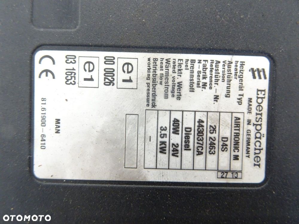 OGRZEWANIE POSTOJOWE AIRTRONIC M  MAN TGX I 2006 - 2022 18.480 353 kW [480 KM] 4x2 2007 81.61900 - 6