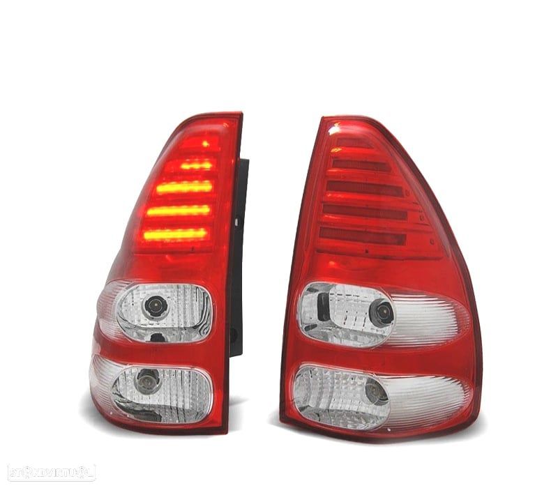 FAROLINS TRASEIROS TOYOTA LAND CRUISER FJ120 03-08 LED VERMELHO CROMADO - 1