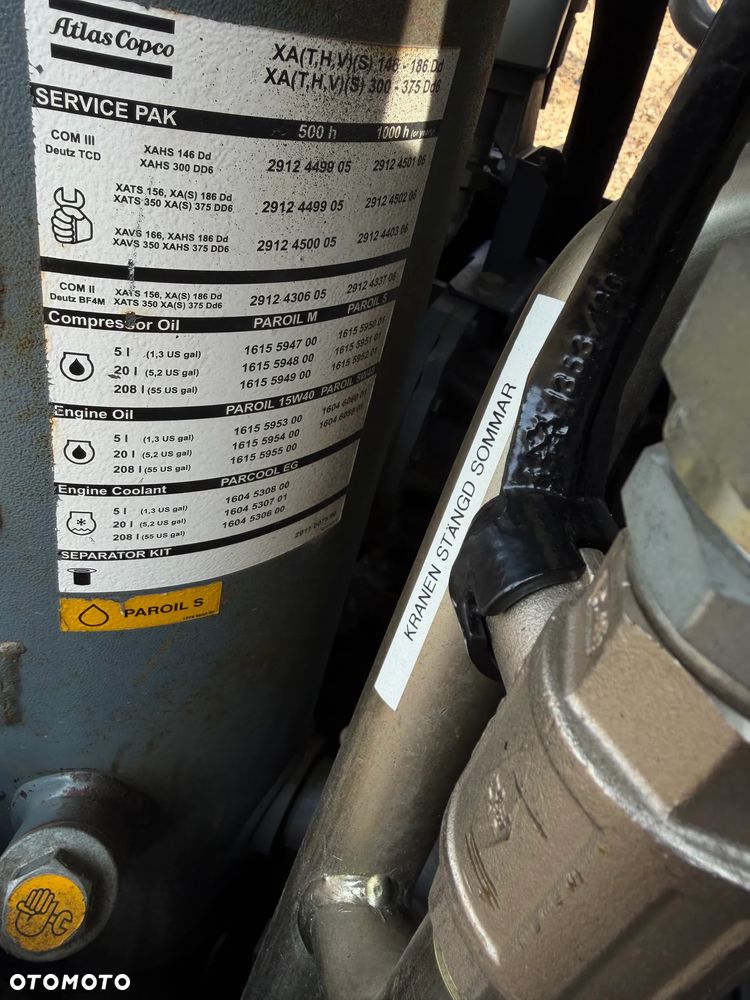 Atlas Copco XAHS 186 Kompresor Śrubowy Sprężarka potężna mocna 11m3. 12 bar regulowanych. Bogata wersja z chłodnicą cyklonową! z Norweskiej Upadłości! Niski Przebieg 1900mtg. 2014rok silnik DEUTZ.150 KM. serwisowany w DEKRA. OKAZJA - 16