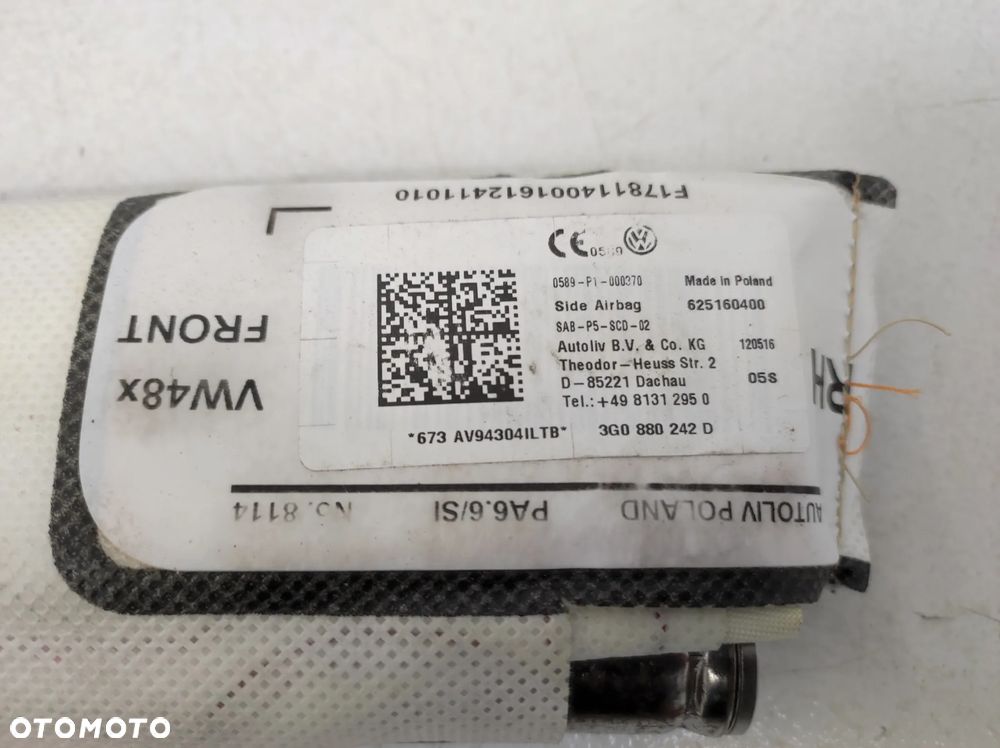 Poduszka fotela prawa orginał VW PASSAT B8 - 5