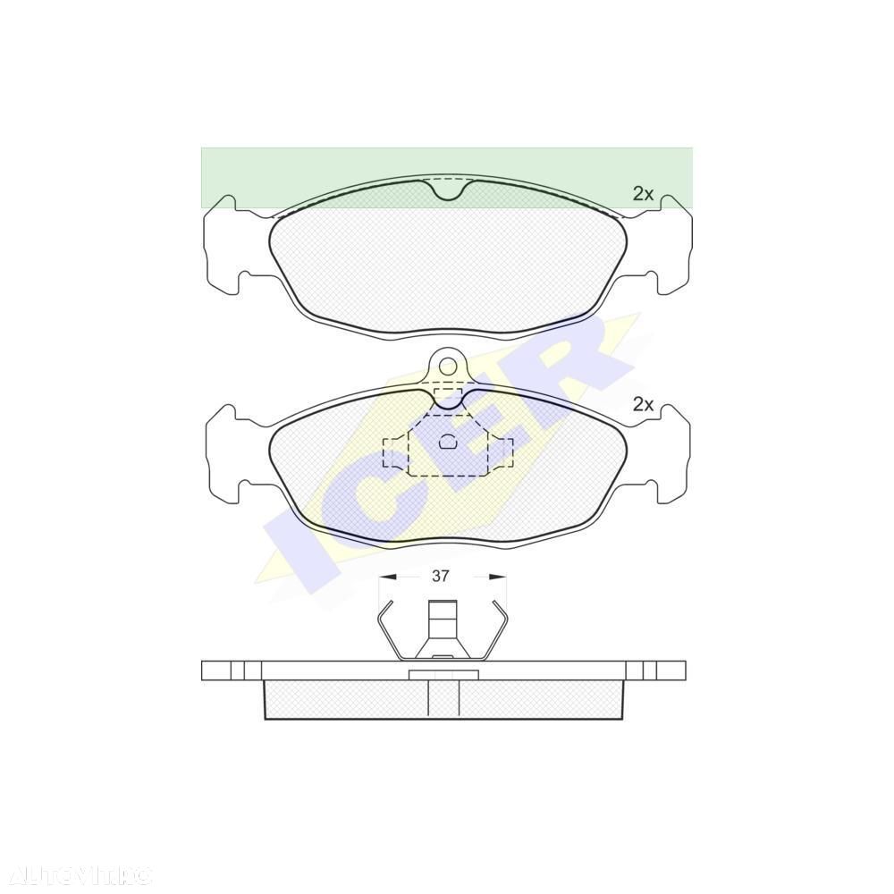 Set placute frana Icer 180858 Daewoo Cielo, 02.1995-08.1997, Lanos, Nexia; Jaguar XJ; Opel Vectra A, Corsa B, Astra F; Tigra, Corsa A; Kadett; - 1