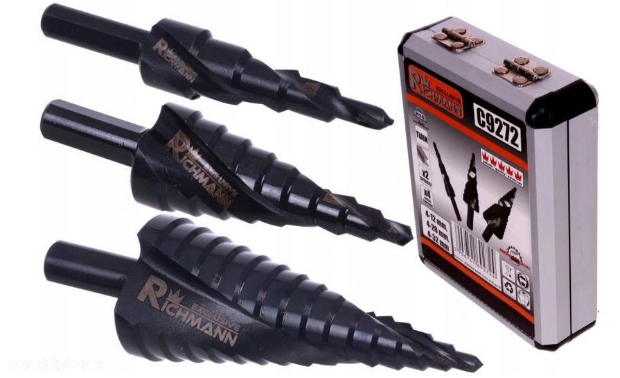 WIERTŁA STOPNIOWE SPIRALNE DO METALU 4-32 mm 3 szt - 14