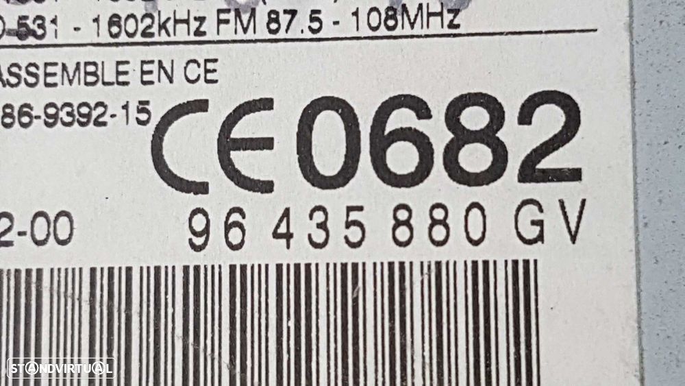 SISTEMA AUDIO / RADIO CD PEUGEOT 607 (S1) PACK - 5