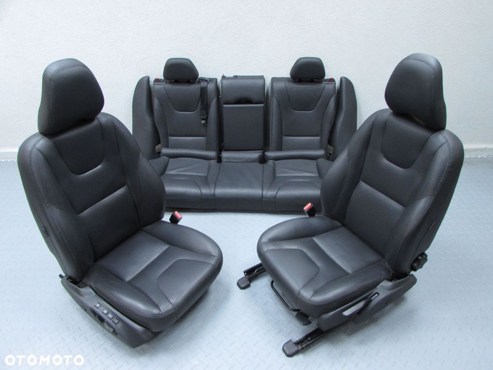 VOLVO V60 CROSS COUNTRY LIFT 13-17 FOTELE KANAPA SIEDZENIA GRZANE SKORA CZARNA KPL - 3
