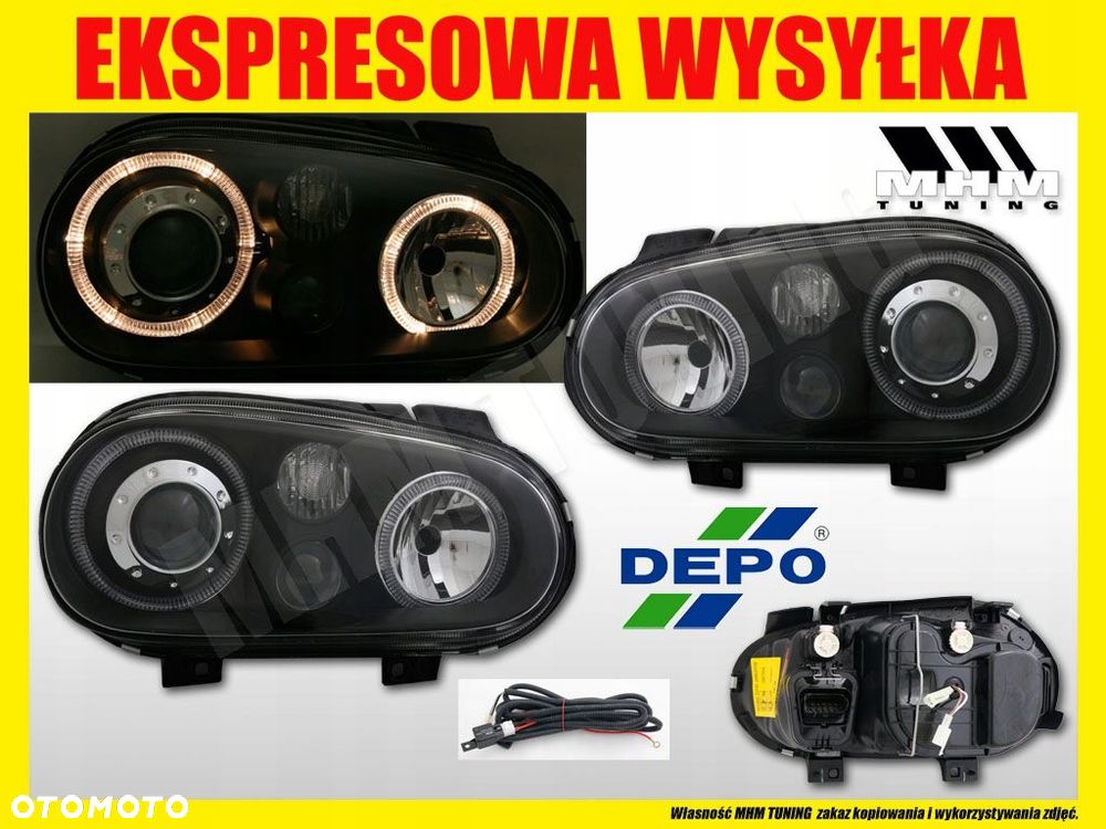 Reflektory Lampy kpl Ringi Angel Eyes Tuning Black Depo VW Golf IV 4 1j 97- - 2