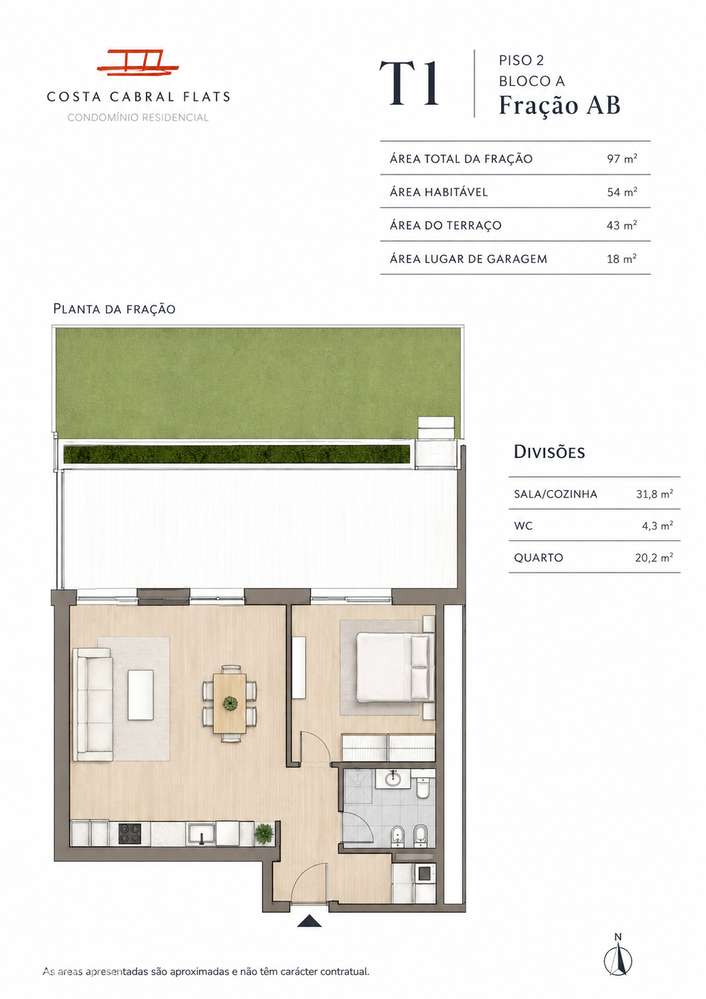 Costa Cabral Flats: T1 Novo 97m² c/ Terraço, Garagem e junto ao HSJoão - Grande imagem: 5/5