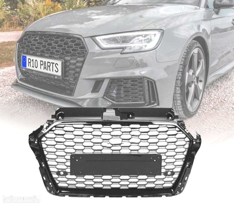 GRELHA AUDI A3 8V 17-19 LOOK RS3 PRETO BRILHANTE - 1