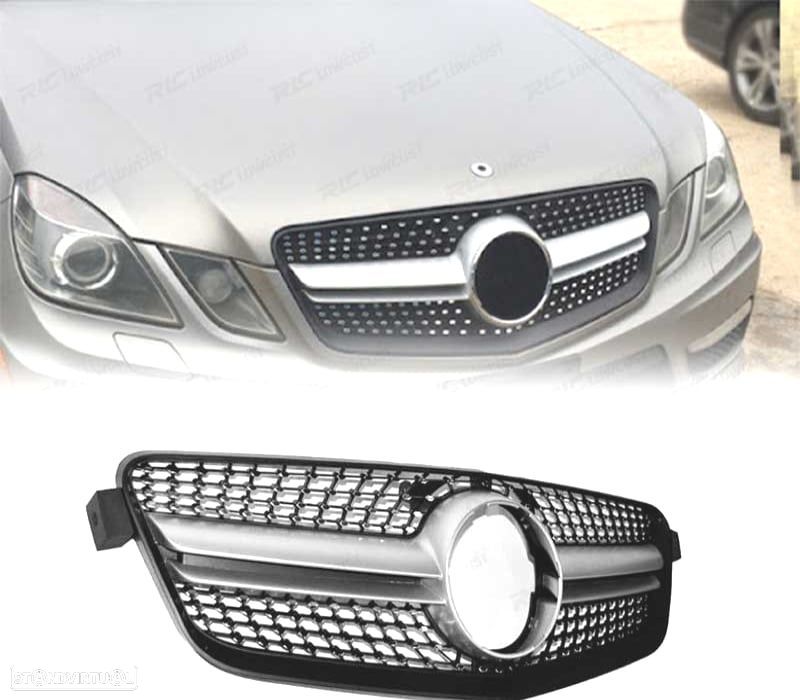 GRELHA FRONTAL MERCEDES CLASE E W212 09-13 LOOK AMG DIAMANT CROMADO PRETO - 1