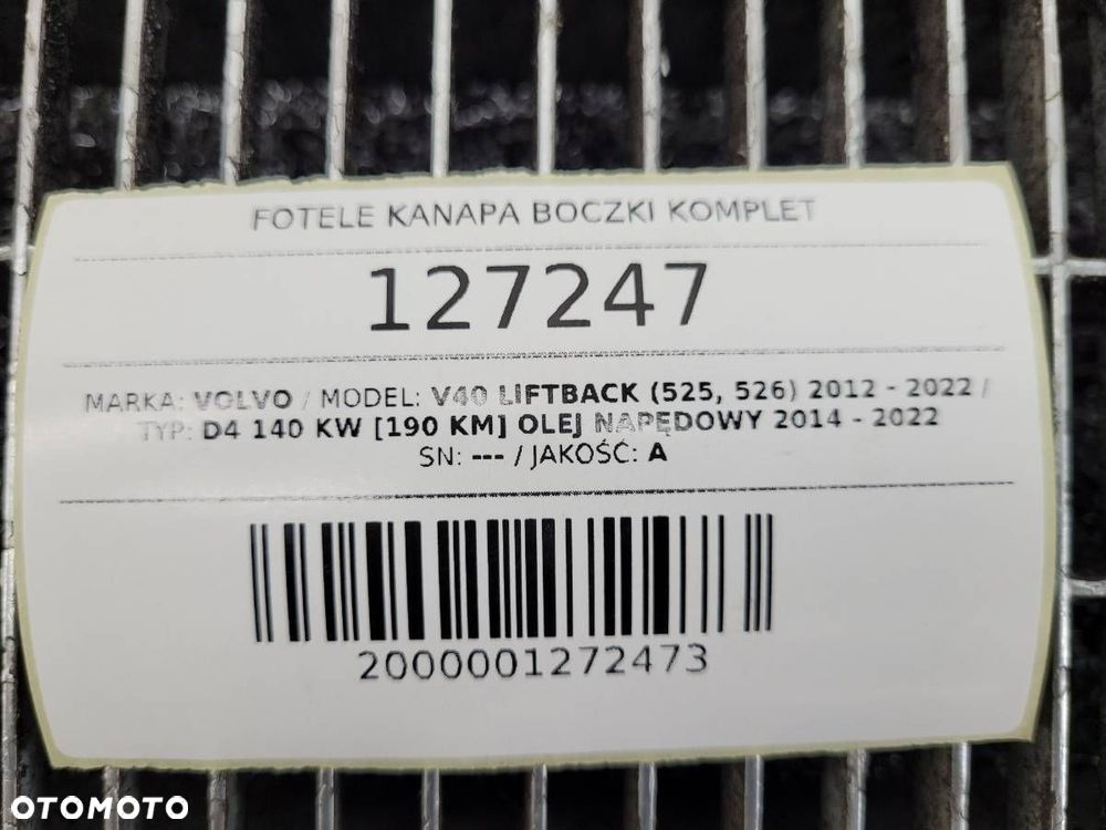 WNĘTRZE FOTELE KANAPA BOCZKI TUNEL KOMPLET PÓŁSKÓRA VOLVO V40 II EU - 17