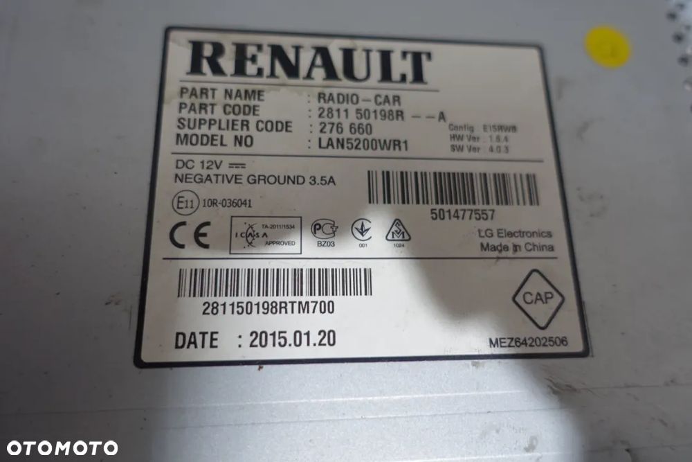 Radio nawigacja Renault OE 281150198R - 2