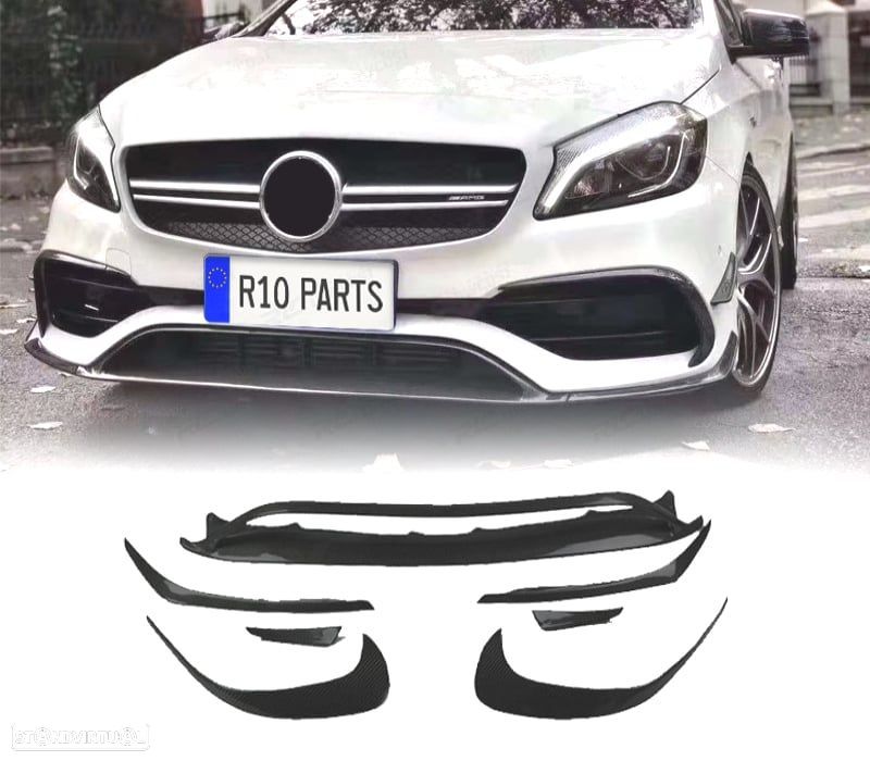 KIT DE MOLDURAS MERCEDES W117 AMG 13-19 LOOK A45 PRETO BRILHANTE - 1