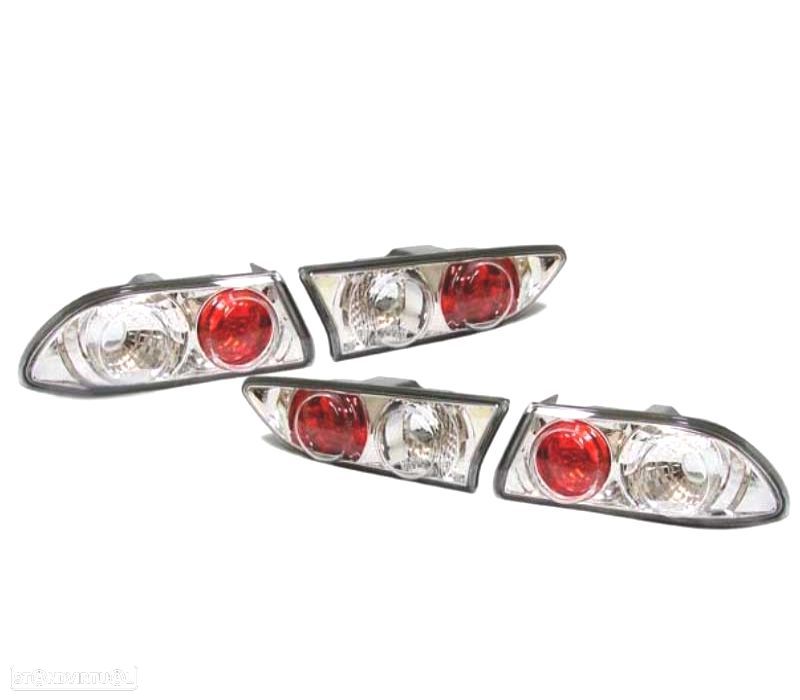 FAROLINS TRASEIROS ALFA ROMEO 156 97-03 FUNDO CROMADO - 1