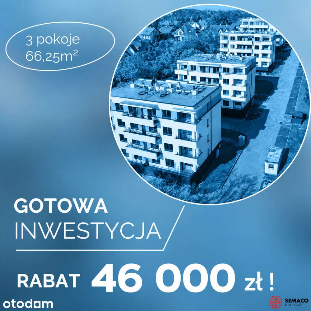 Rabat 46 000 zł | 3 pokoje - Gotowa Inwestycja
