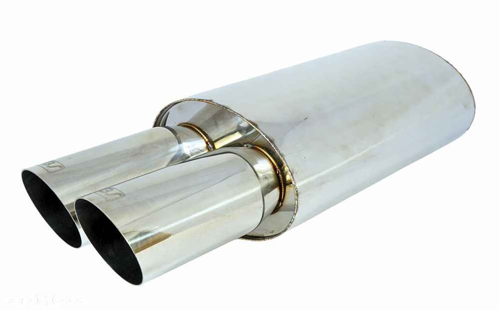 Tłumik Końcowy PRZELOTOWY wejście 63mm Końcówka 2x76mm JDM nierdzewka - 5