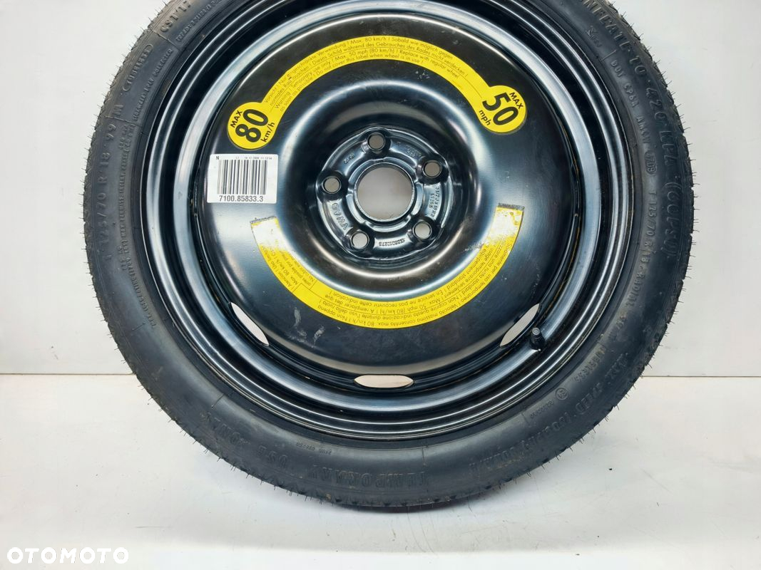KOŁO DOJAZDOWE AUDI A3 8P VOLKSWAGEN SEAT SKODA 1K0601027B R18 JAK NOWE - 3