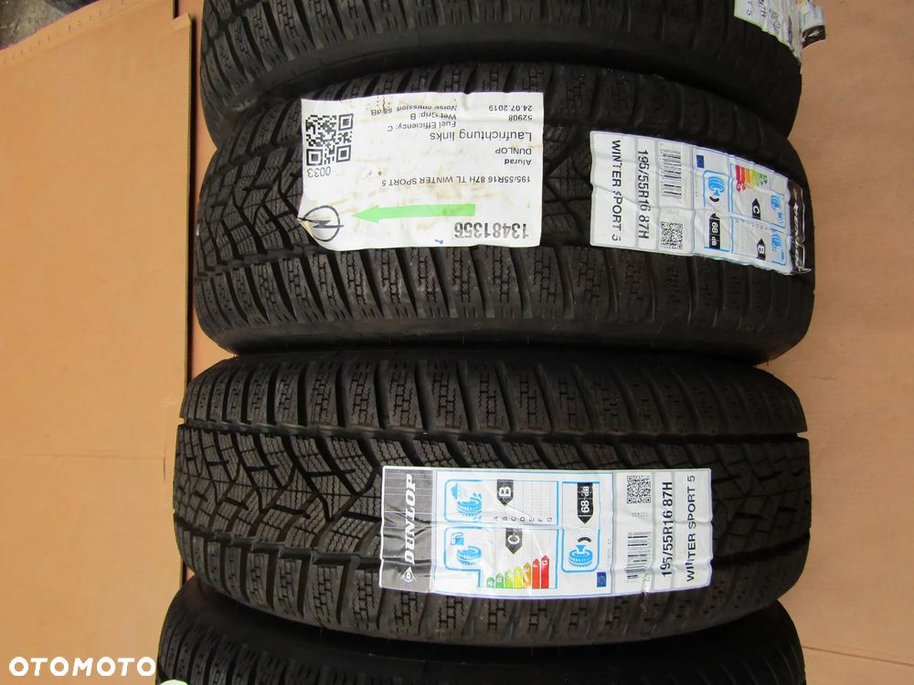 4x Felgi Aluminiowe Koła 16 Opel Adam Astra H Corsa D E Meriva Combo C Karl Chevrolet Aveo Fiat Grande Punto Evo 6,5 j ET40 + Opony 195/55 16 Dunlop Zimowe + Czujniki TPMS - 19