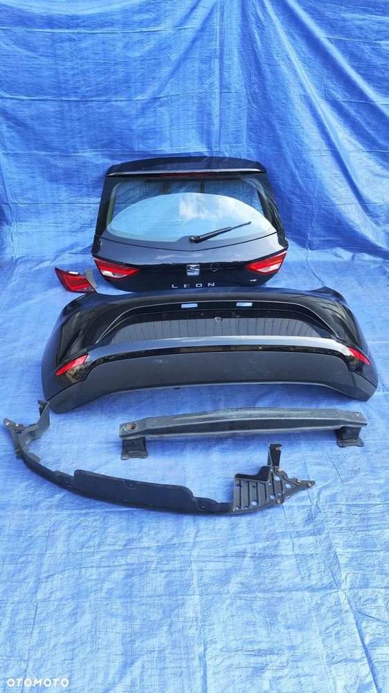 KLAPA ZDERZAK WZMOCNIENIE BELKA OSŁONA LAMPA TYŁ KOMPLETNY TYŁ DUPA CZARNY ORYGINALNY LAKIER SEAT LEON III 3 HB 5D 12-16r - 1
