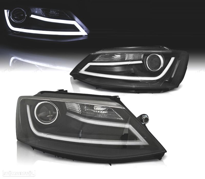 FARÓIS LUZ DIURNA LED VOLKSWAGEN VW JETTA 11-18 FUNDO PRETO - 1