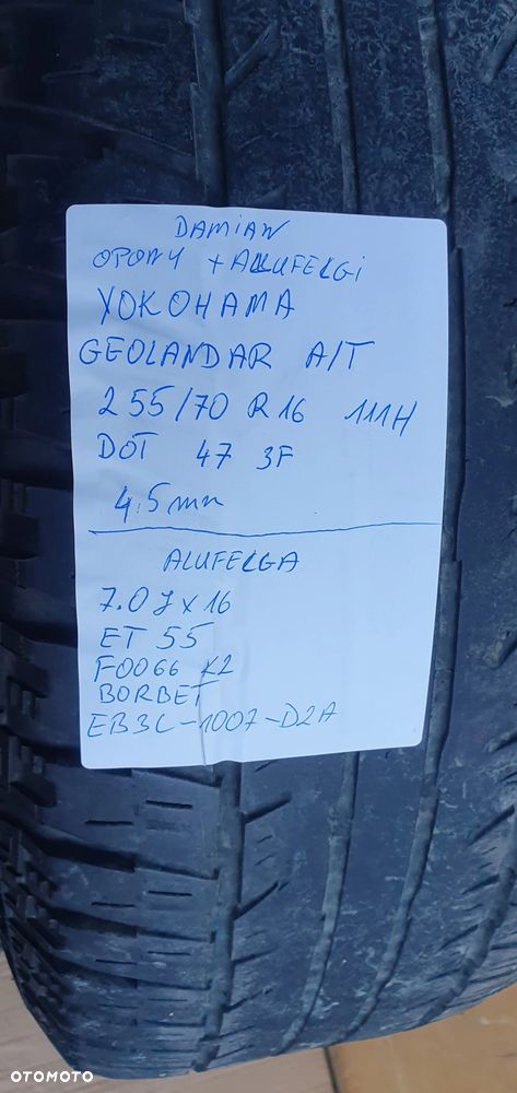 Alufelgi felgi aluminiowe alusy z oponami 6x139,7 R16 7j ET55 Ford Ranger IV EB3C-1007-D2A - 20