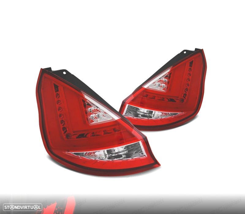 FAROLINS TRASEIROS FORD FIESTA MK7 08-12 LIGHT BAR VERMELHO CROMADO - 1