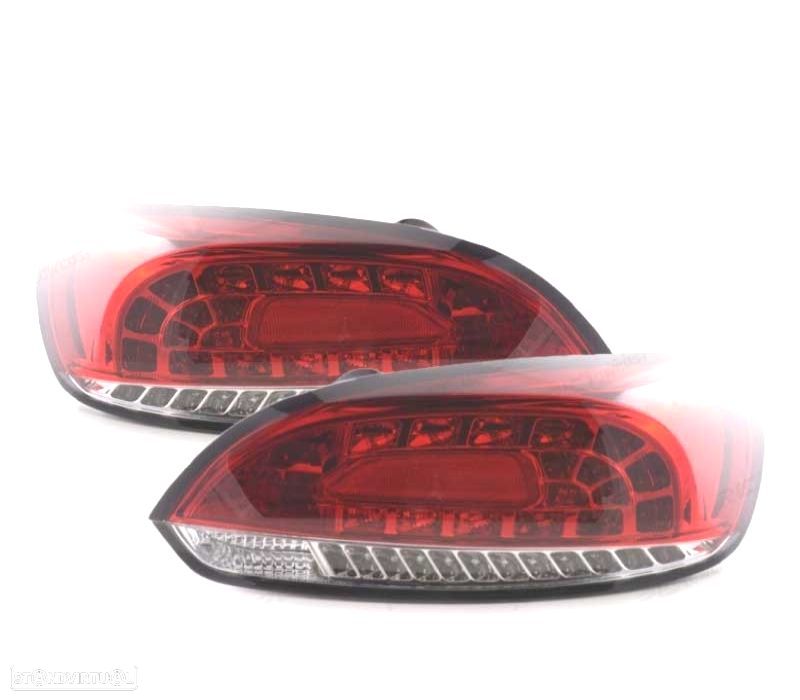 FAROLINS VOLKSWAGEN VW SCIROCCO 08-14 LED VERMELHO CROMADO - 1