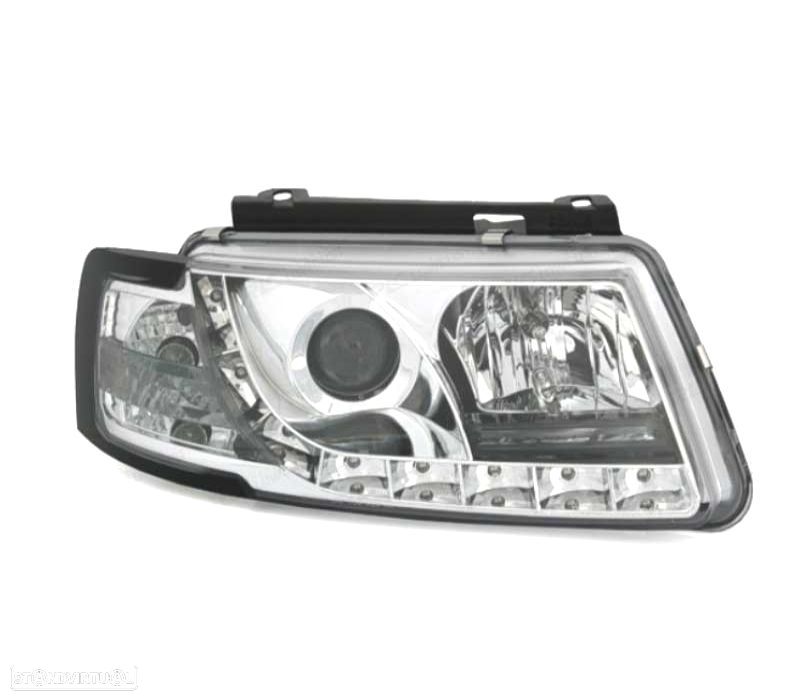 FARÓIS FRENTE LUZ DIURNA PARA VOLKSWAGEN VW PASSAT 3B FUNDO CROMADO - 2