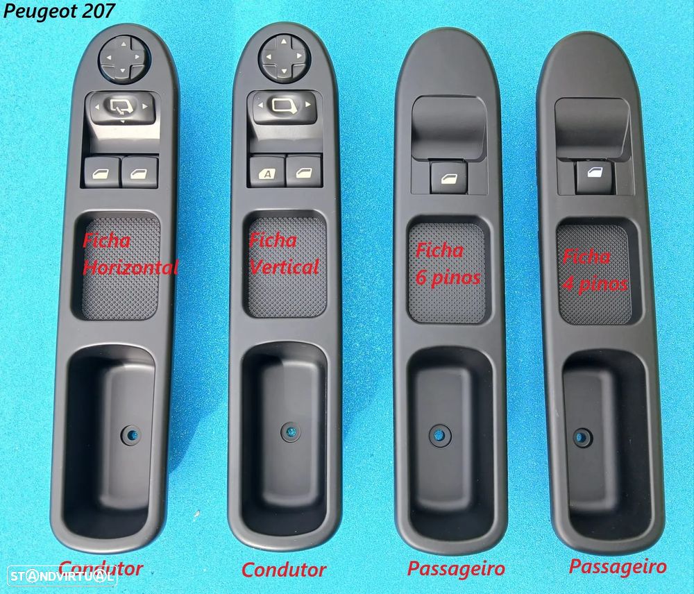 Comando botão interruptor dos vidros Peugeot 207 307 406 407   NOVO - 2
