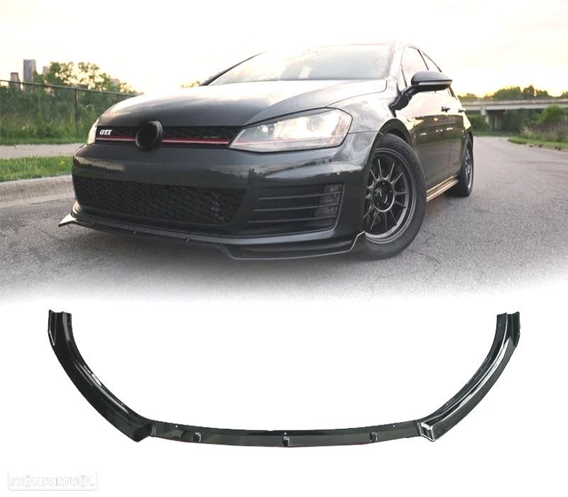 SPOILER LIP FRONTAL VOLKSWAGEN GOLF 7 7.5 PRETO BRILHANTE - 1